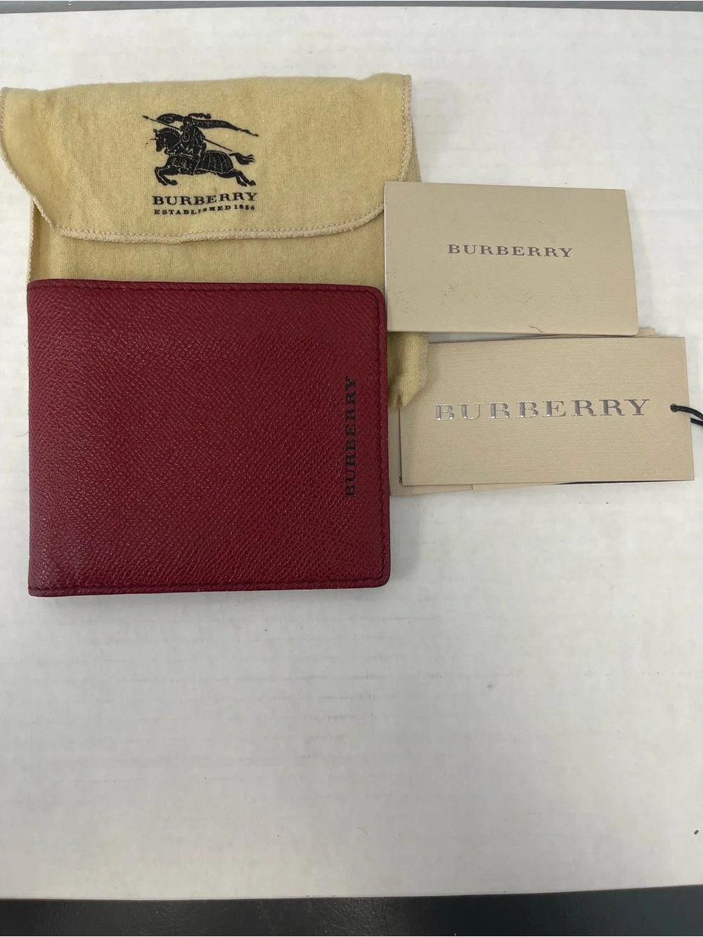Burberry Burgundy Leather International Bifold Wallet - Preowned